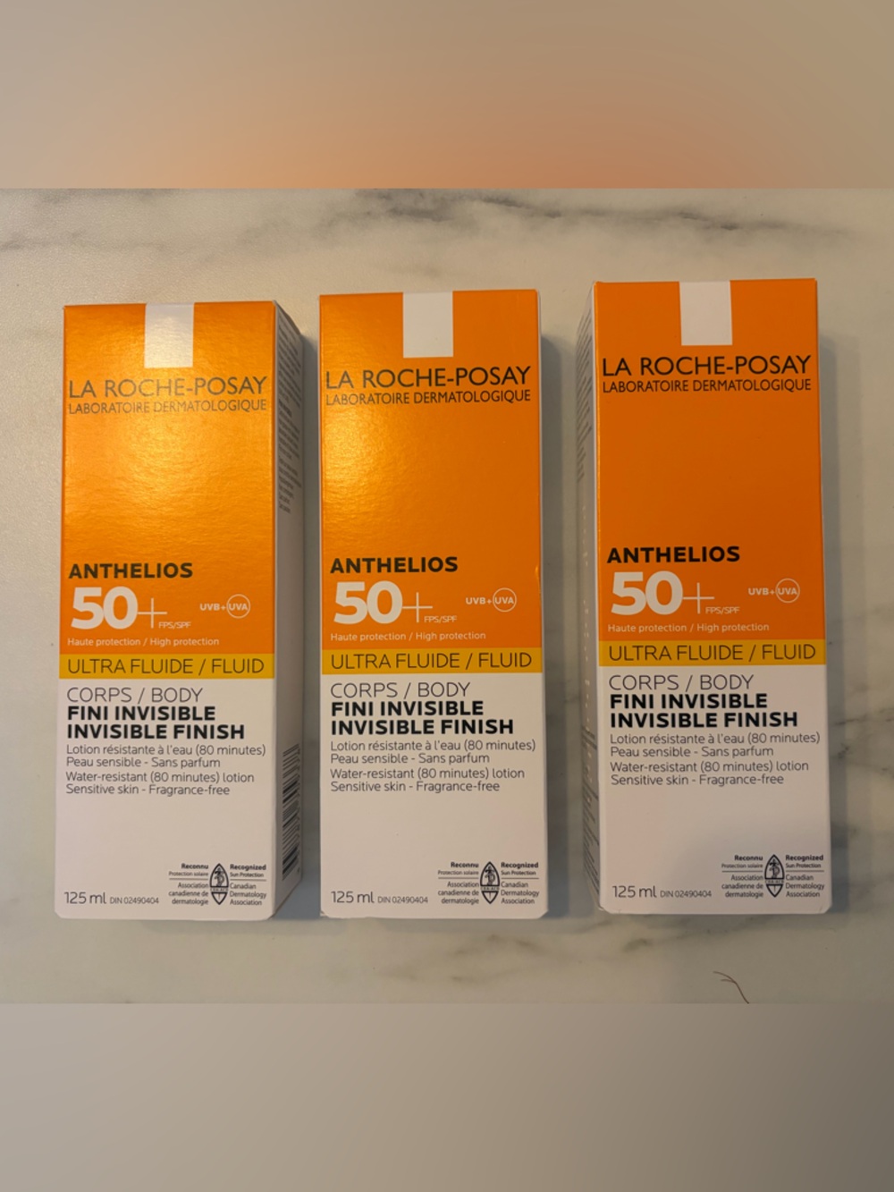 Three La Roche-Posay Anthelios 50+ Ultra Fluid Invisible Finish Sunscreen